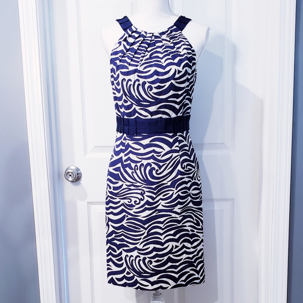 Antonio Melani Blue and White Sleeveless Dress